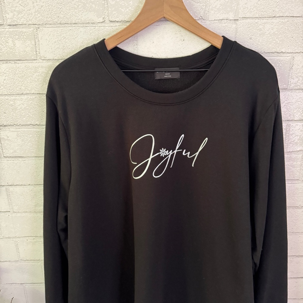 LANE BRYANT Black Joyful Tunic Sweatshirt - Picture 2 of 7